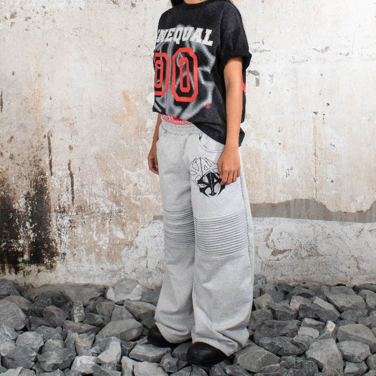 Alternative view of Quần Thun Dài Nỉ | Biker Grey Sweatpants