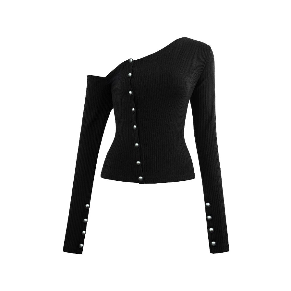 Áo Trễ Vai Body Dài Tay Nữ | Off Shoulder Button LS