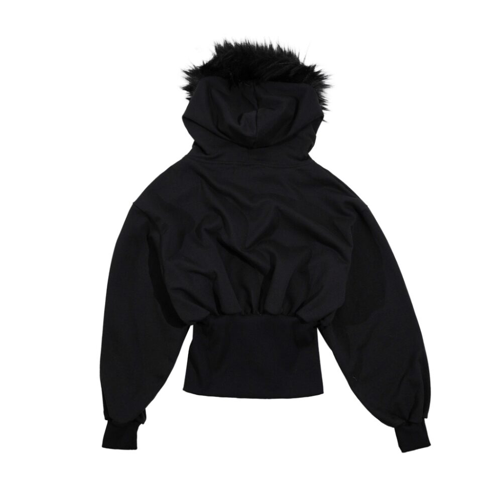 Alternative view of Áo khoác dây kéo nón lông unisex form ngắn | FF CROPPED Hoodie Zip