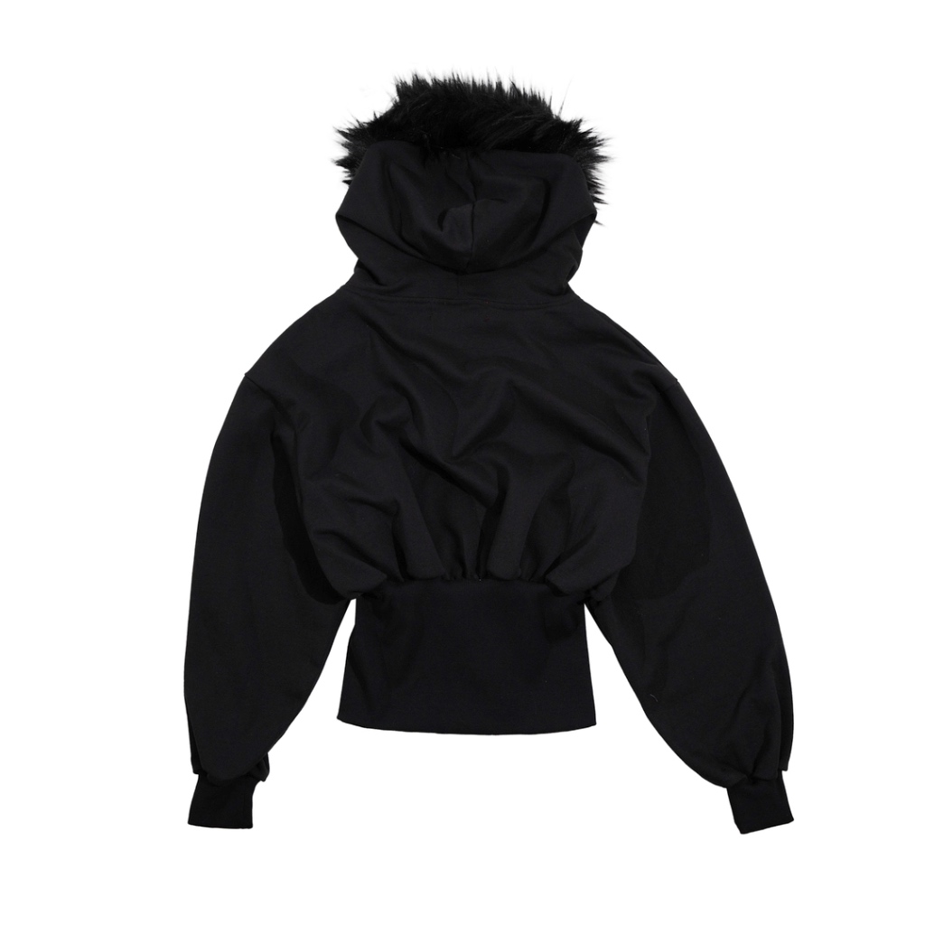 Alternative view of Áo khoác dây kéo nón lông unisex form ngắn | FF CROPPED Hoodie Zip