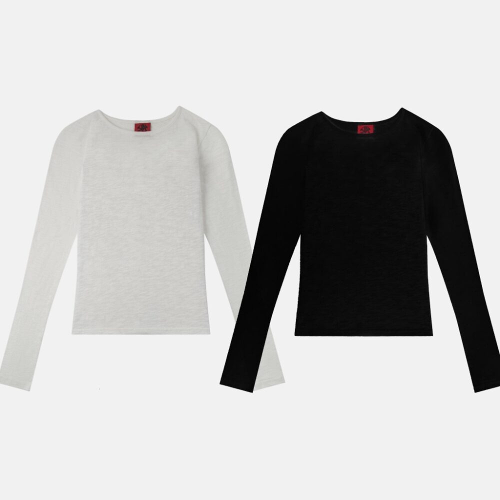 Áo Thun Ôm Cotton Dài Tay Nữ | Slanted Shoulder LS