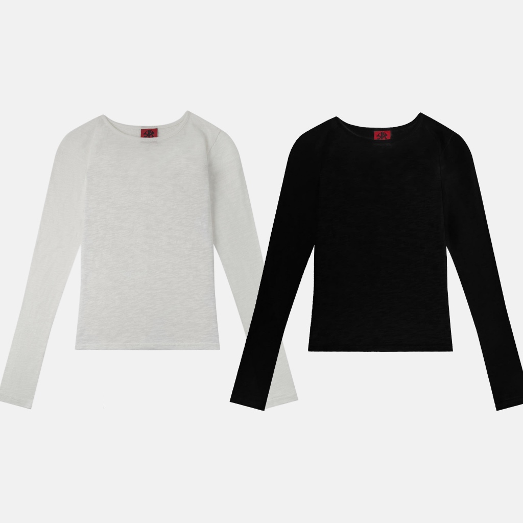 Áo Thun Ôm Cotton Dài Tay Nữ | Slanted Shoulder LS