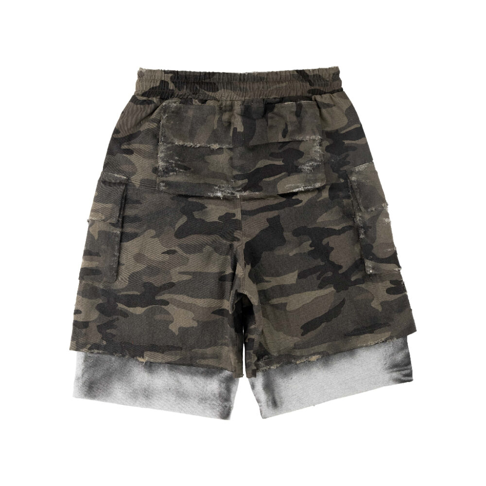 Alternative view of Quần Short Thiết Kế Wash 2 Lớp Unisex | Singed Double Jorts