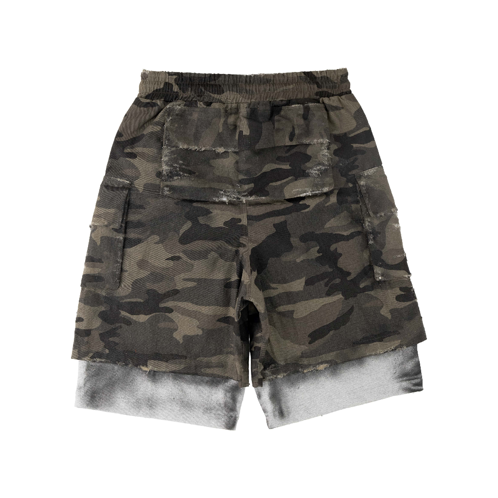 Alternative view of Quần Short Thiết Kế Wash 2 Lớp Unisex | Singed Double Jorts