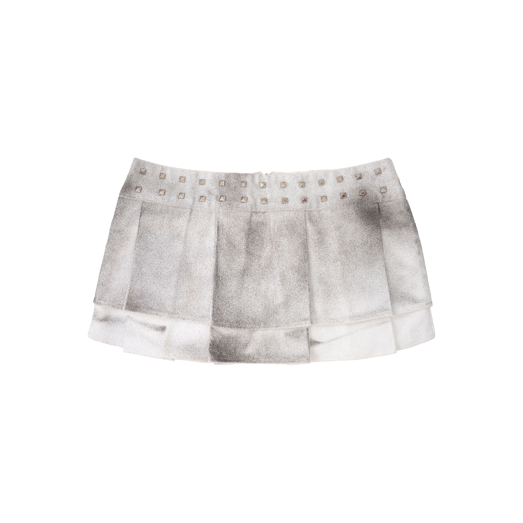 Váy thiết kế xếp ly wash nữ | Studded Washed Mini Skirt
