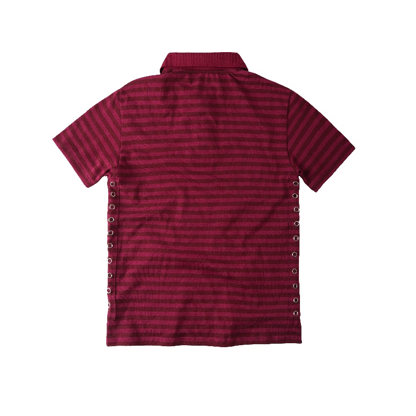 Alternative view of Áo polo sọc unisex | UMBL PINK STRIPED POLO