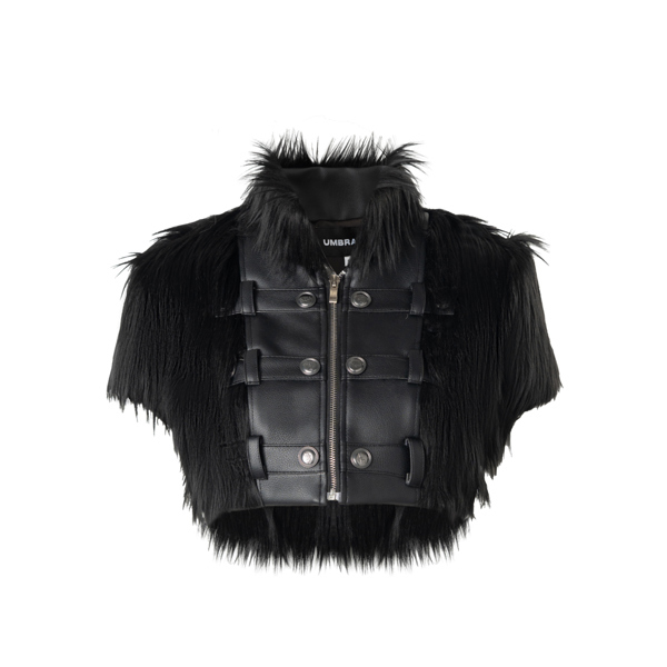 Áo khoác lông phối da ngắn tay | UMBL FF FEROX Cropped Jacket